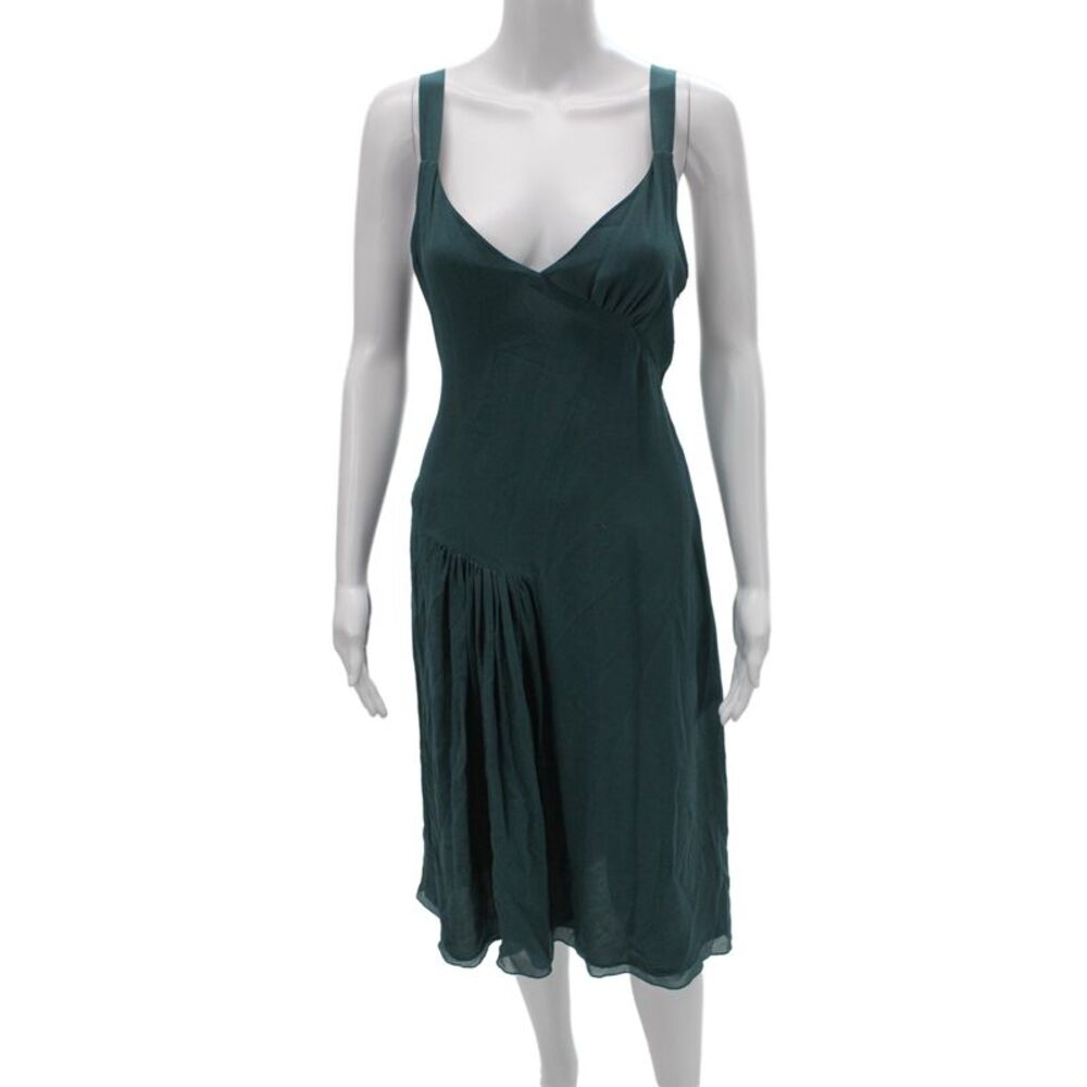 Chaiken Women Slip Dress Green V Neck Sleeveless Knee Length Size 6